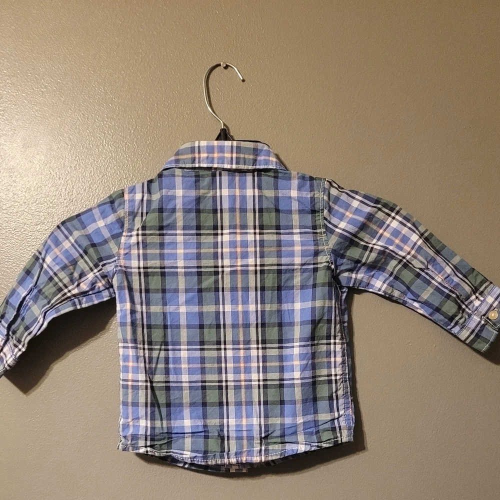 Carter's Boys Shirts 18 Months Button Up Set Of 2 Plaid Gingham Long Sleeve
